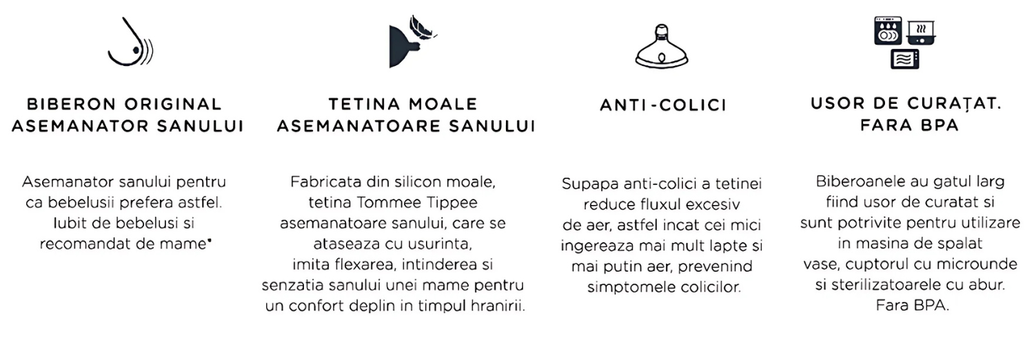 Set 2 biberoane PP cu tetina din silicon Closer to Nature, 2x 260 ml, Tommee Tippee